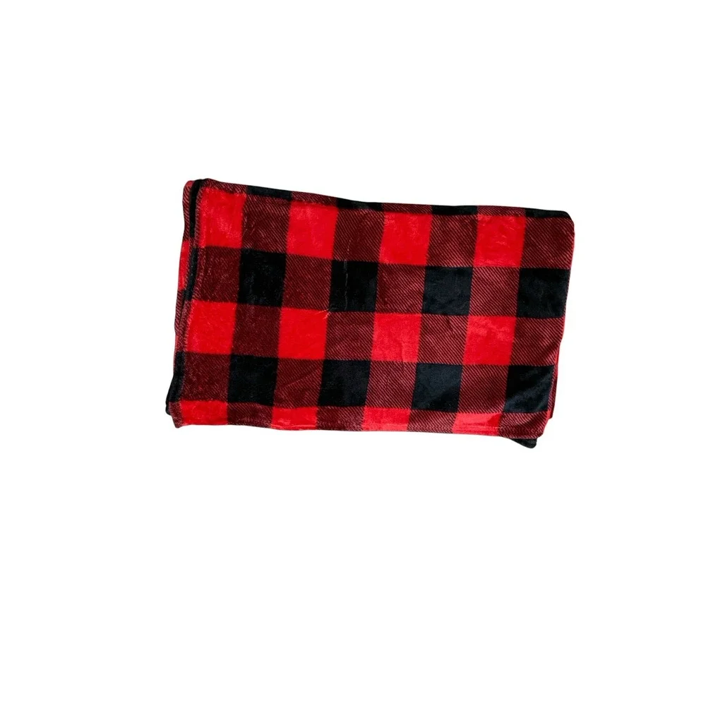 Red Black Buffalo Plaid Throw Blanket Accent Quilt Cover Soft Fleece Bedding